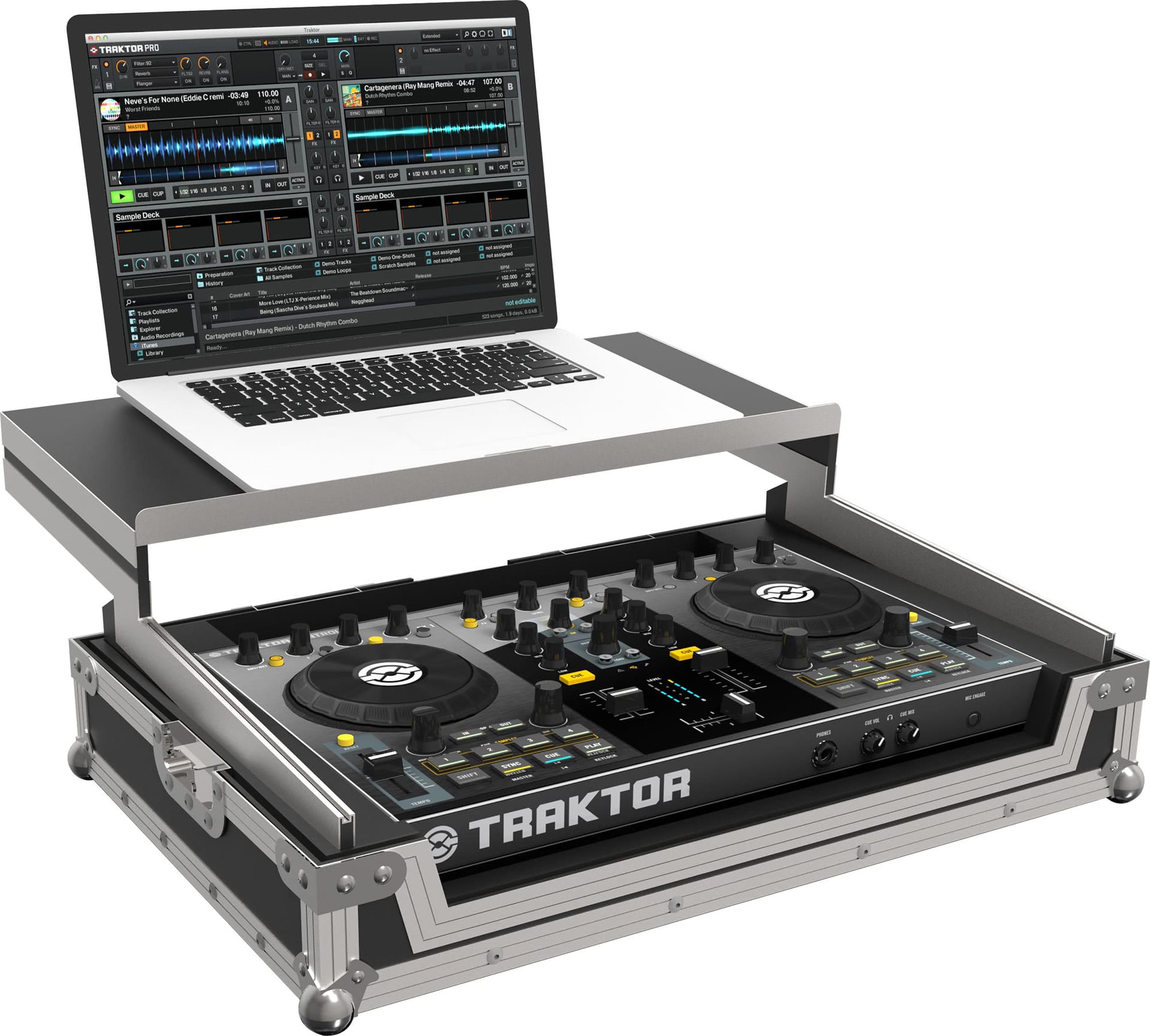 PEP FC-S2 Flightcase в черно със сребристи ъглови протектори за Traktor Kontrol S2