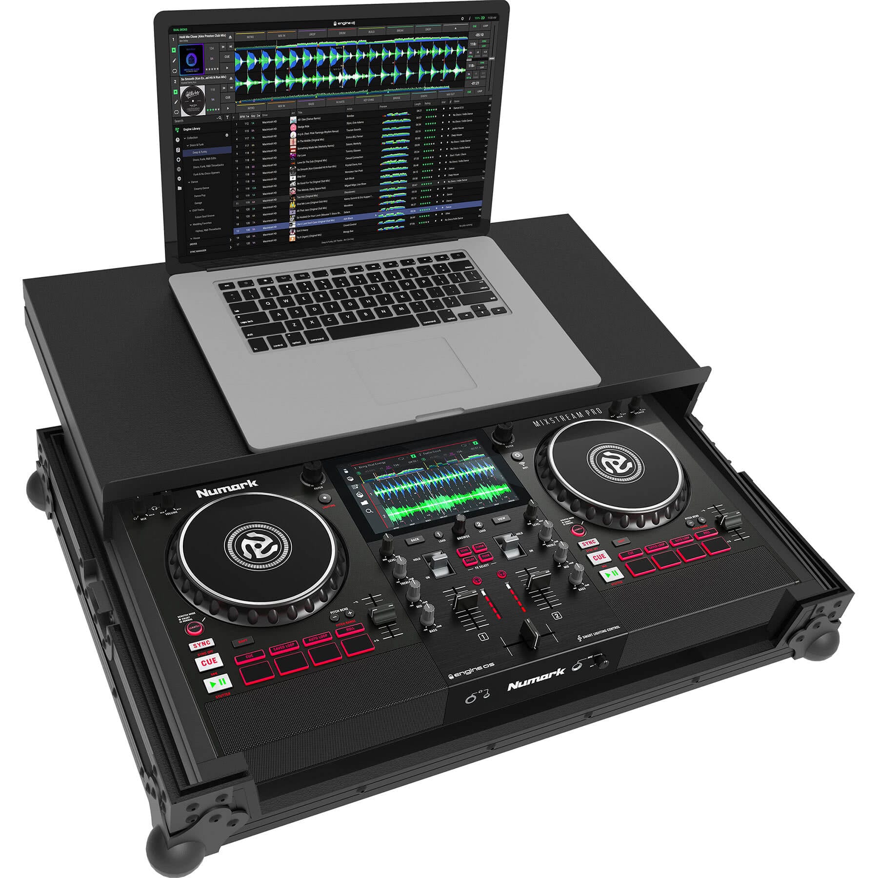Черен Zomo Flightcase Mixstream Pro Plus NSE за Numark Mixstream с алуминиеви кантове и ъглови протектори