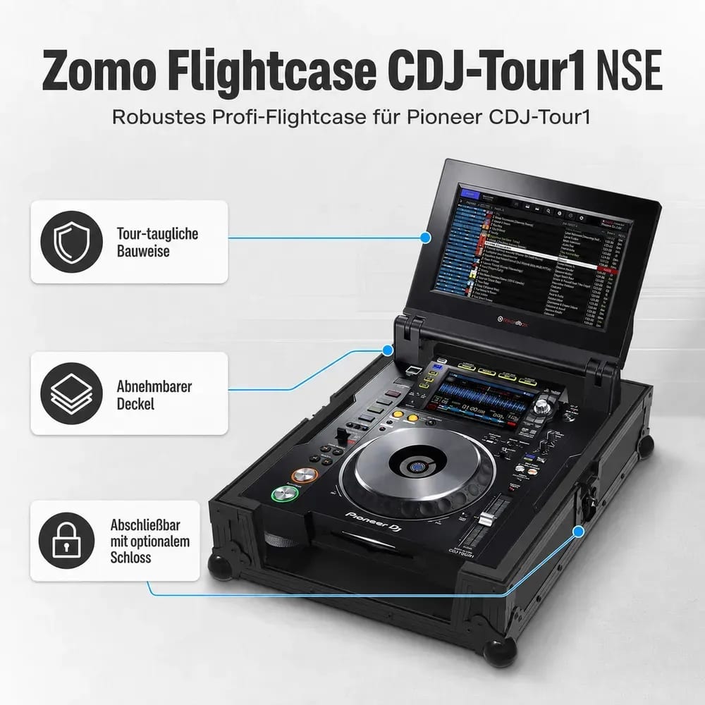 Топчест ъгъл и черен лакиран алуминиев кант на Zomo Flightcase