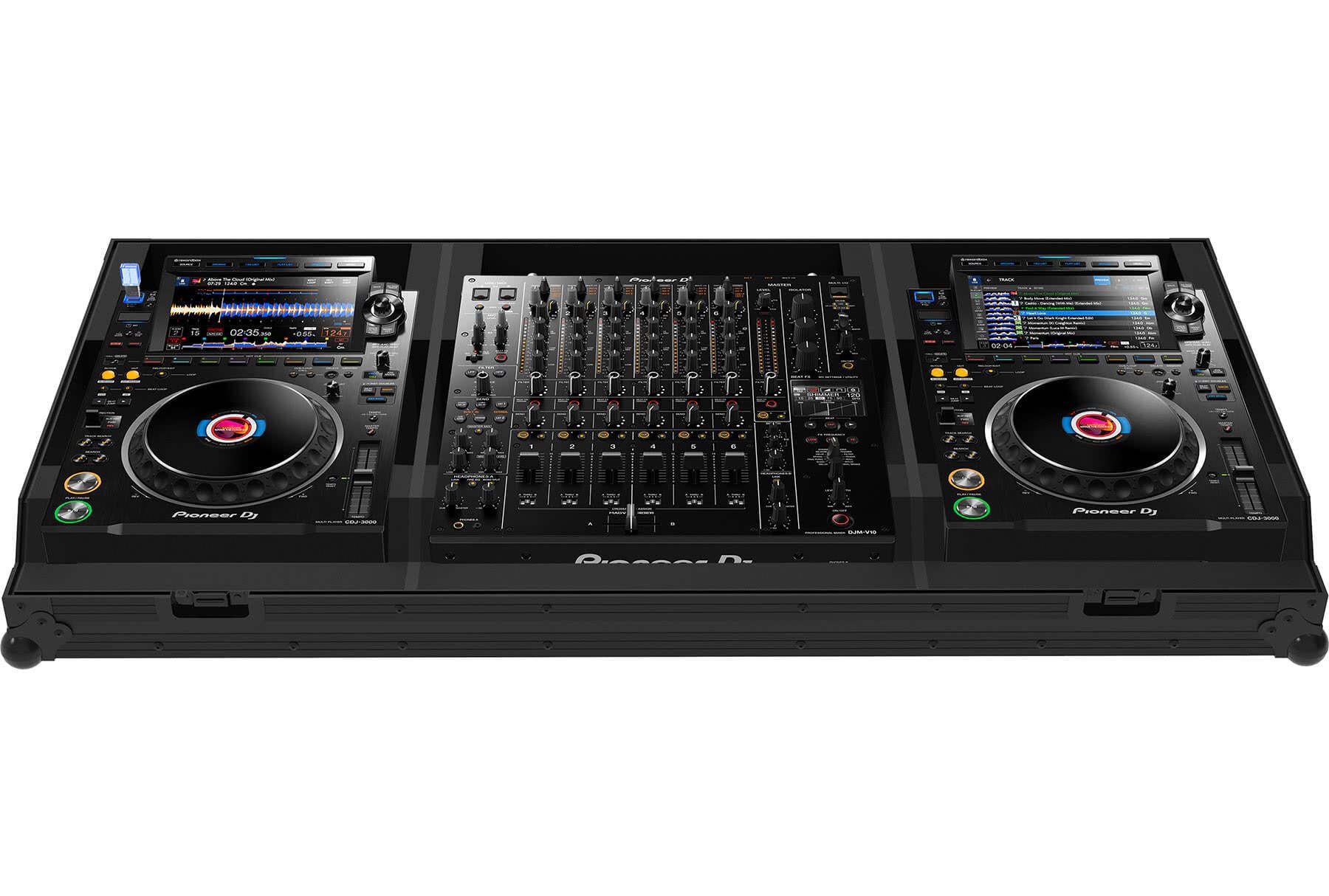 Черен Zomo Flightcase Set-3000 NSE за два CDJ-3000 и един DJM-V10, поглед отпред
