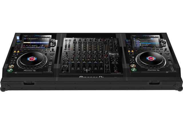 Черен Zomo Flightcase Set-3000 NSE за два CDJ-3000 и един DJM-V10, поглед отпред