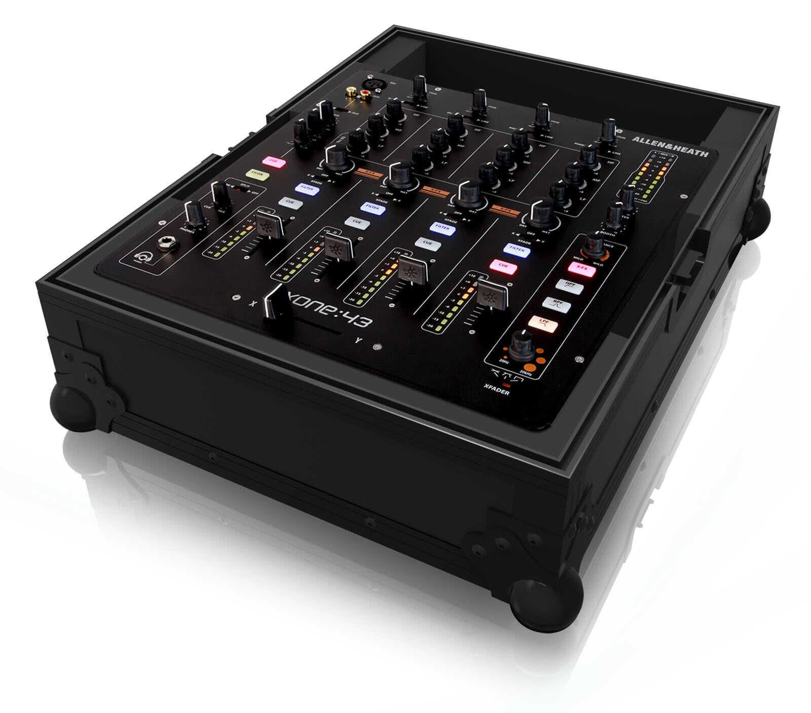 Черен Zomo Flightcase Xone43 NSE за миксер, затворен, изглед отпред