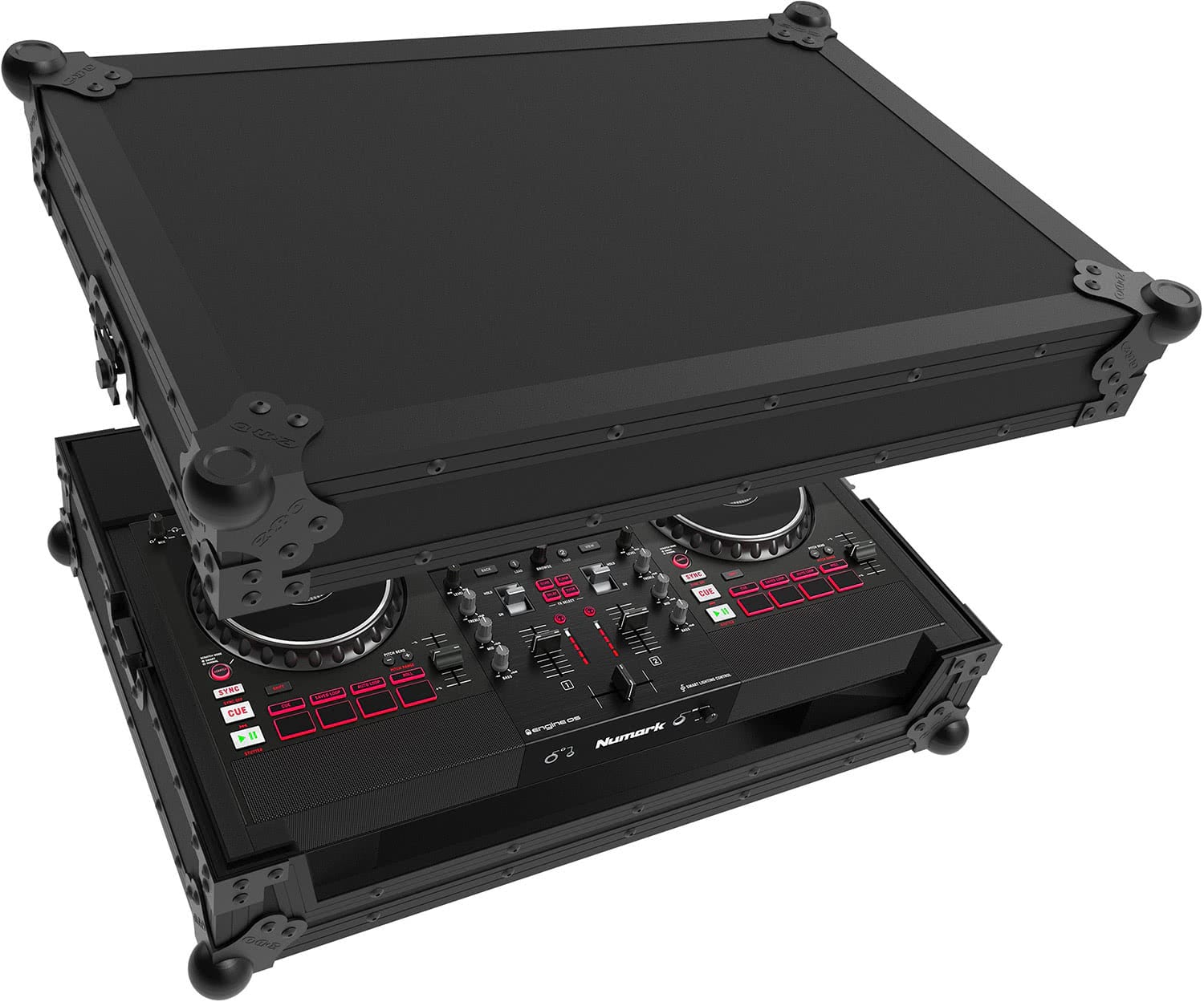 Zomo Flightcase N-Mixstream NSE с отворен капак и контролер Numark Mixstream