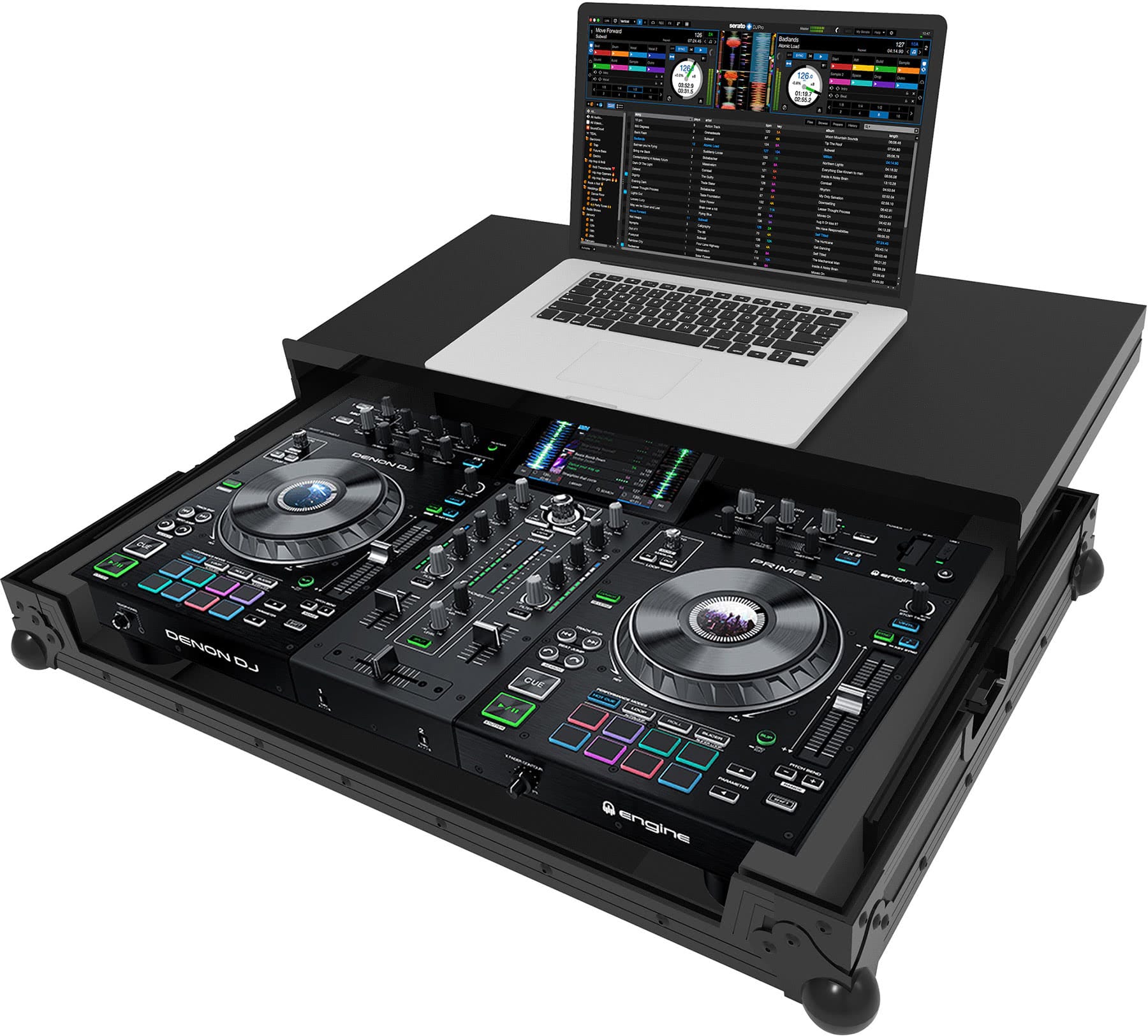 Черен Zomo Flightcase D-Prime-2 Plus NSE за Denon DJ Prime 2 с алуминиеви кантове
