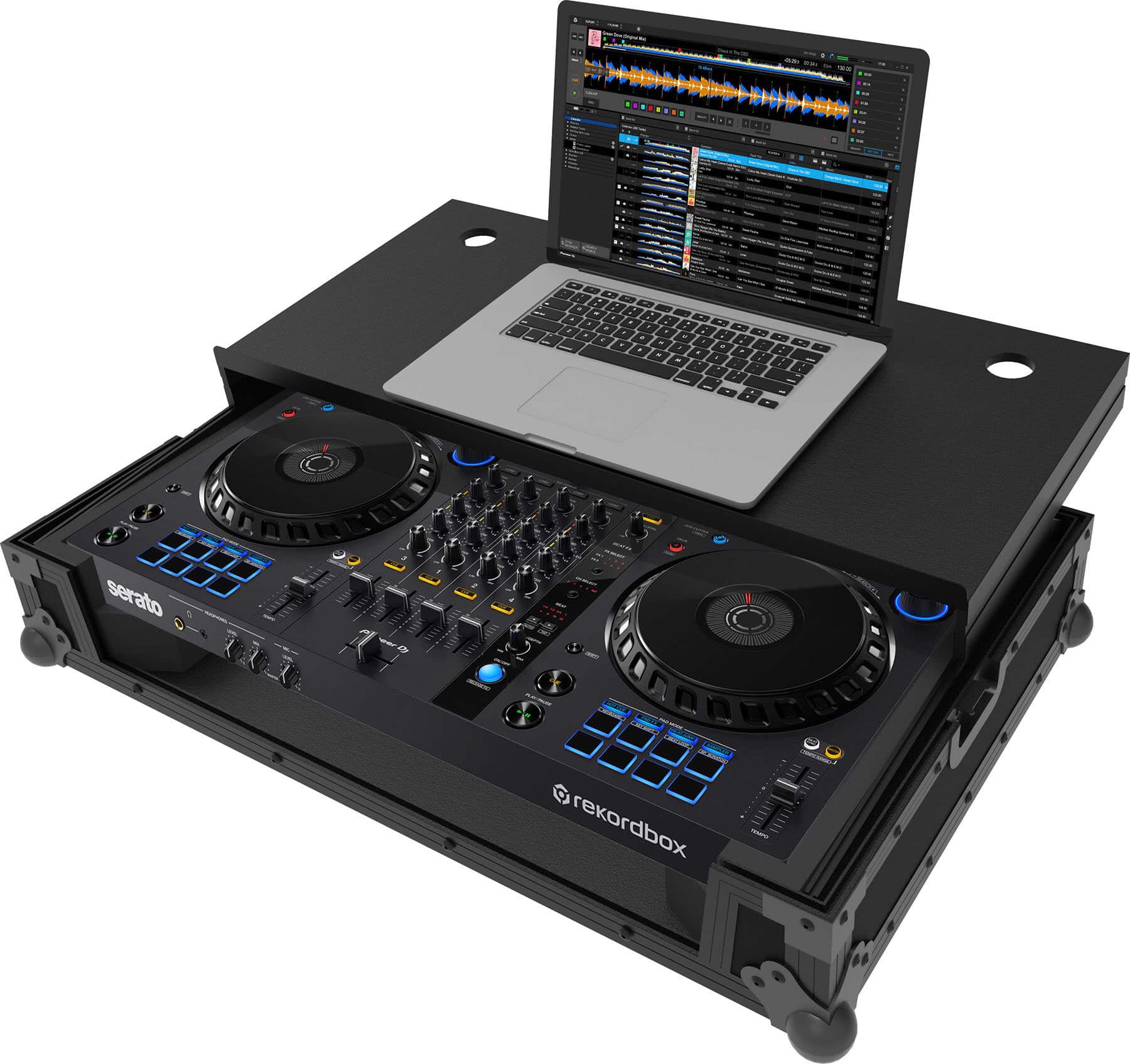 Черен Zomo Flightcase P-DDJ-FLX6 Plus NSE с алуминиеви кантове, ъглови протектори и закопчалки