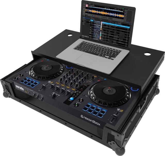 Черен Zomo Flightcase P-DDJ-FLX6 Plus NSE с алуминиеви кантове, ъглови протектори и закопчалки