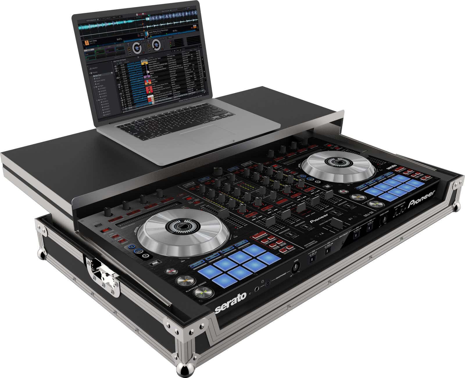PEP FC-SX flightcase за Pioneer DDJ-SX в черно със сребристи ъгли, общ изглед