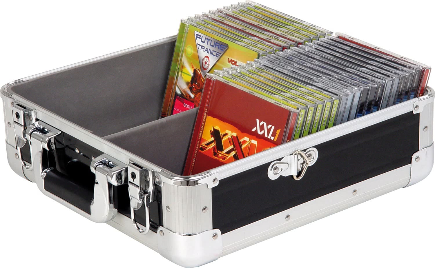 Сребрист кейс Zomo CD-50 XT за CD дискове – страничен изглед