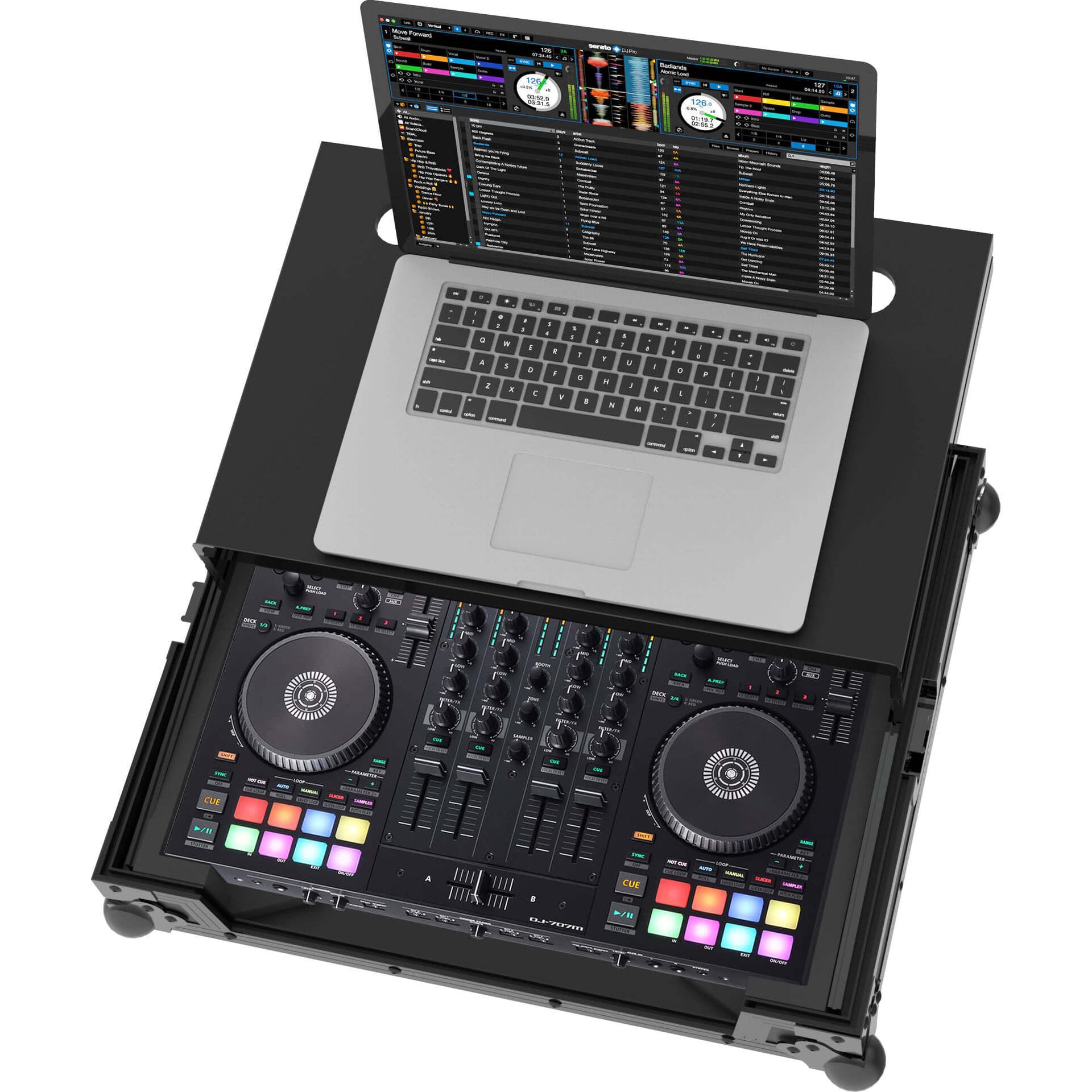 Черен Zomo Flightcase DJ-707M Plus NSE за Roland DJ-707M, изглед отпред