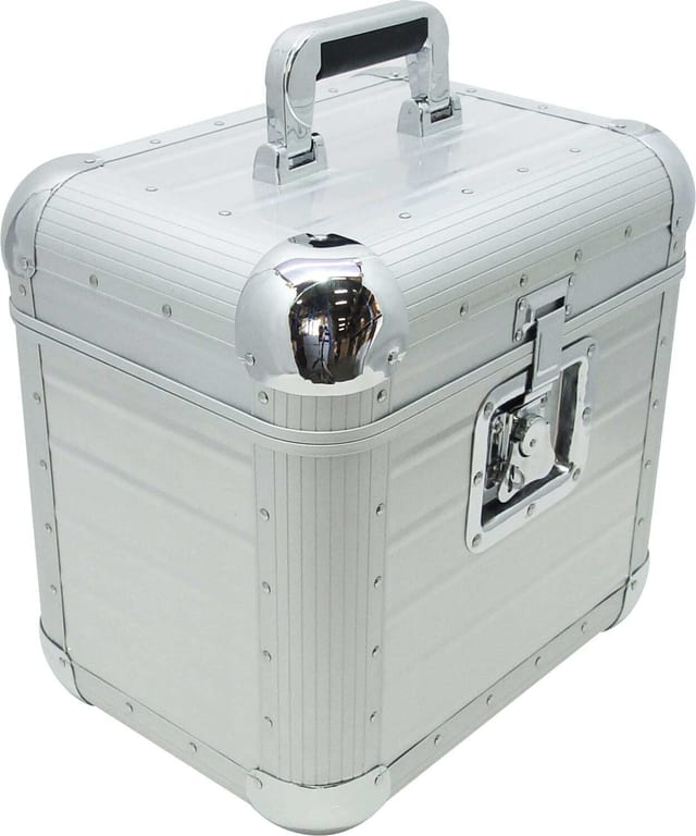 Сребрист кейс за плочи Zomo Recordcase RP-80 XT, общ изглед
