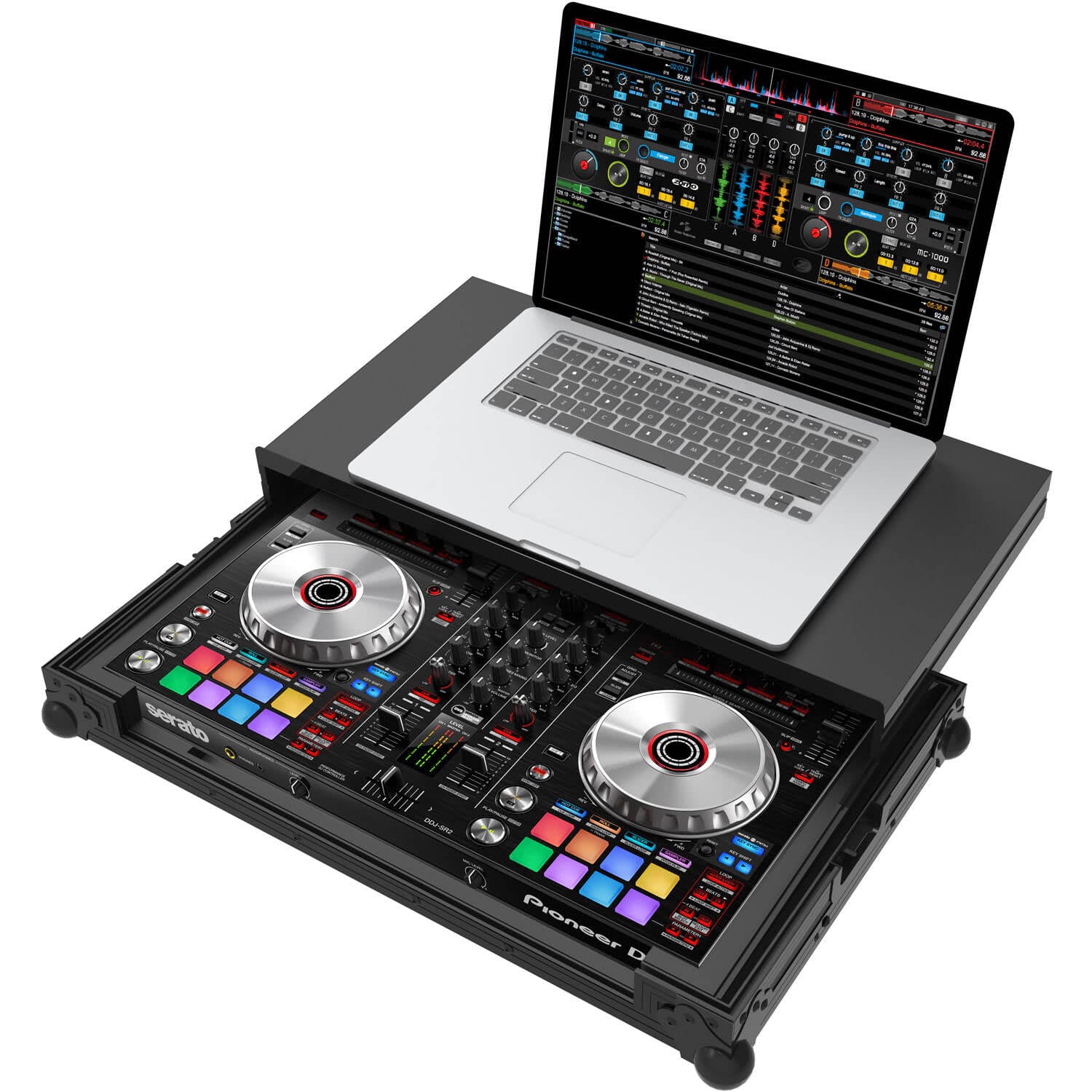 Черен Zomo Flightcase P-DDJ-SR2 Plus NSE за Pioneer DDJ-SR2 с алуминиеви профили и ъглови протектори