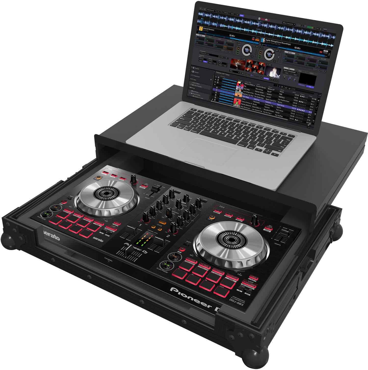 Черен Zomo Flightcase P-DDJ-SB3 Plus NSE за Pioneer DDJ-SB3 с алуминиеви профили и ъглови протектори