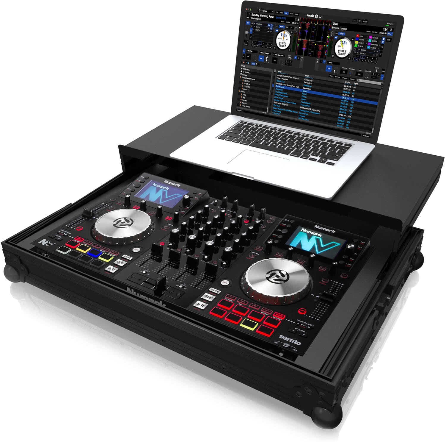 Черен Zomo Flightcase NV Plus NSE за Numark NV и NVII със заоблени ръбове и алуминиеви профили