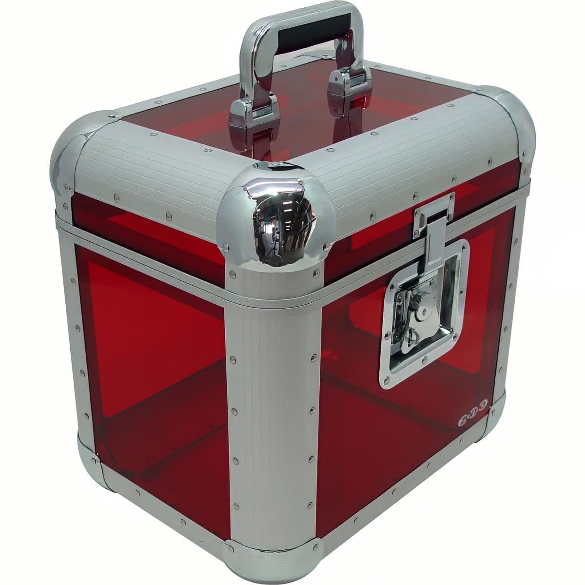 Zomo Recordcase RP-80 в цвят Trans Red – алуминиев кейс за винили с дръжка и закопчалка