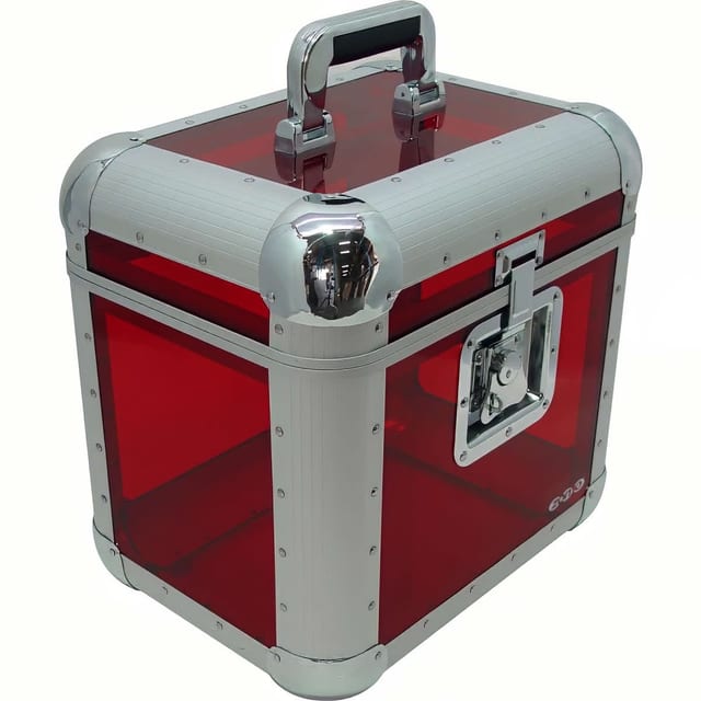 Zomo Recordcase RP-80 в цвят Trans Red – алуминиев кейс за винили с дръжка и закопчалка